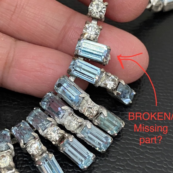 Vintage Unsigned Juliana? Purplish Blue Topaz Bib Statement Choker Necklace 35g - Picture 16 of 16